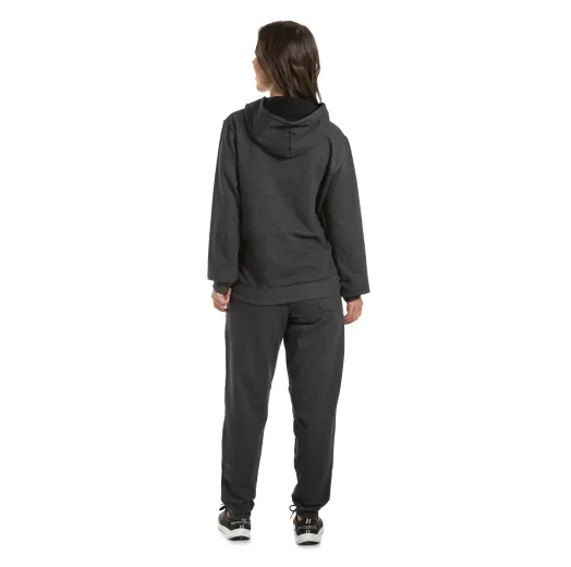 Conjunto Moletom Feminino com Capuz Preto Mescla 06