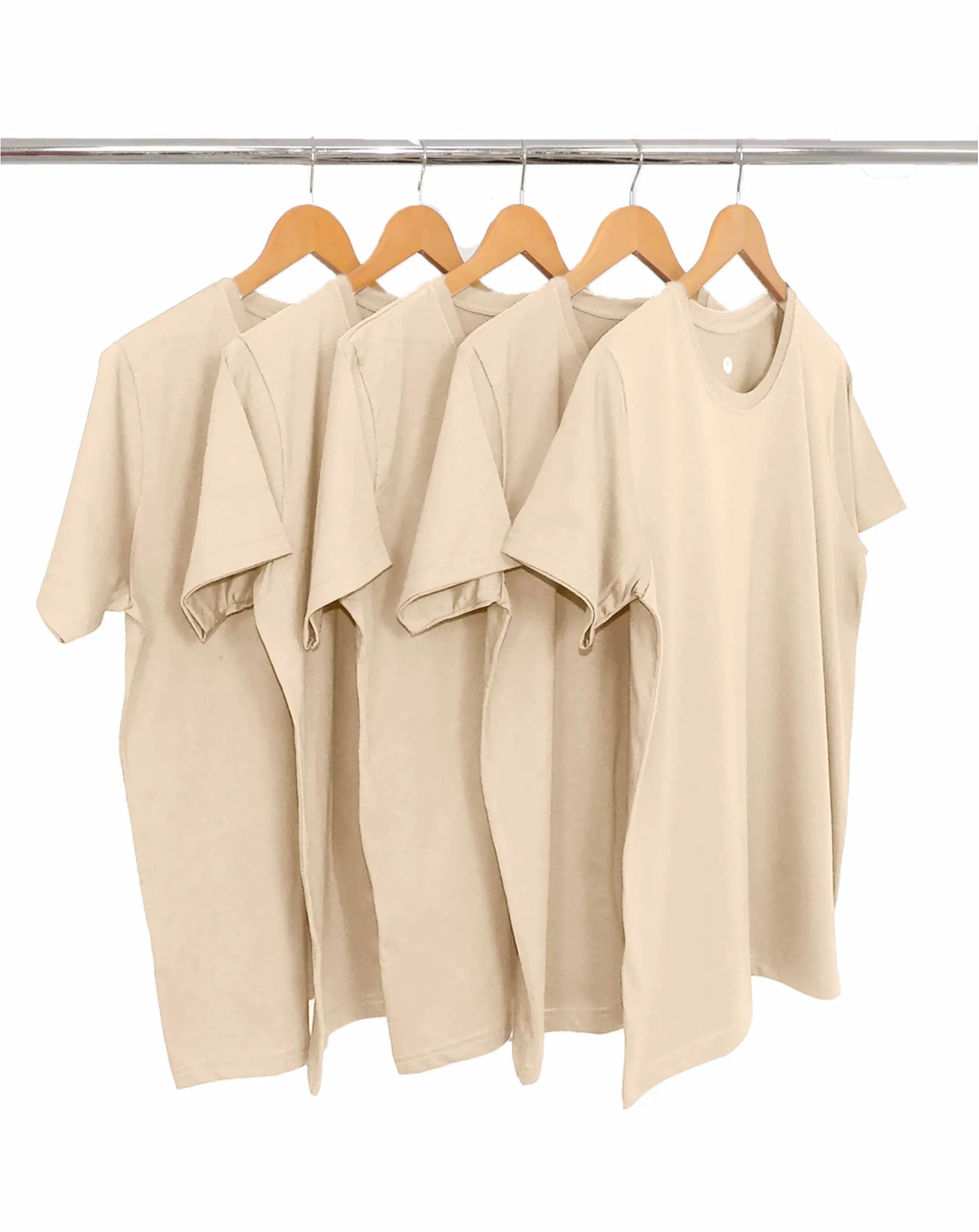 KIT 5 Camisetas de Algodão Premium Areia