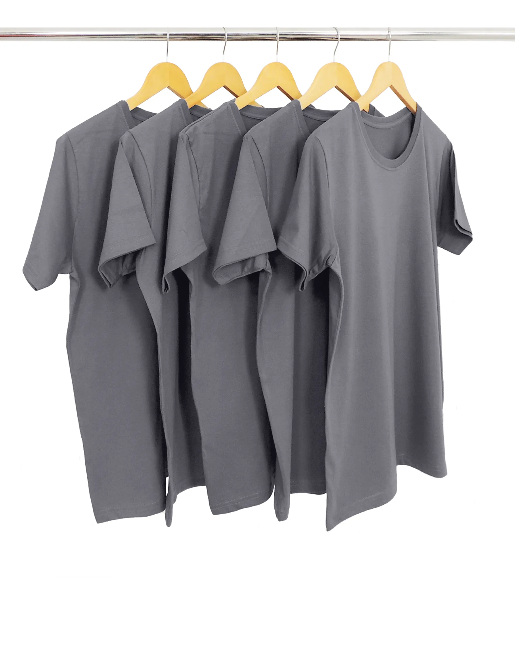 KIT 5 Camisetas de Algodão Premium Cinza Chumbo