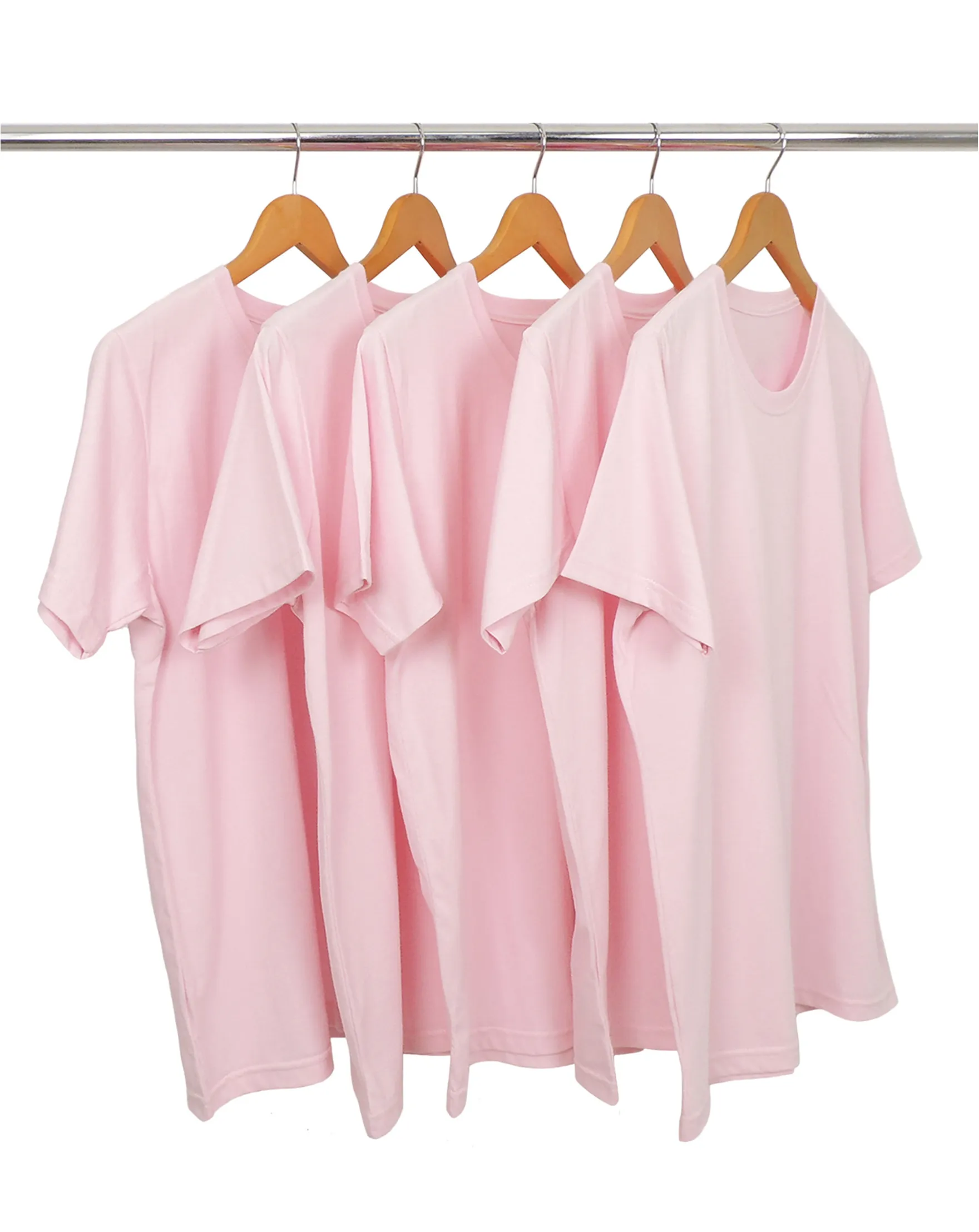 KIT 5 Camisetas de Poliéster/Sublimática Rosa Claro