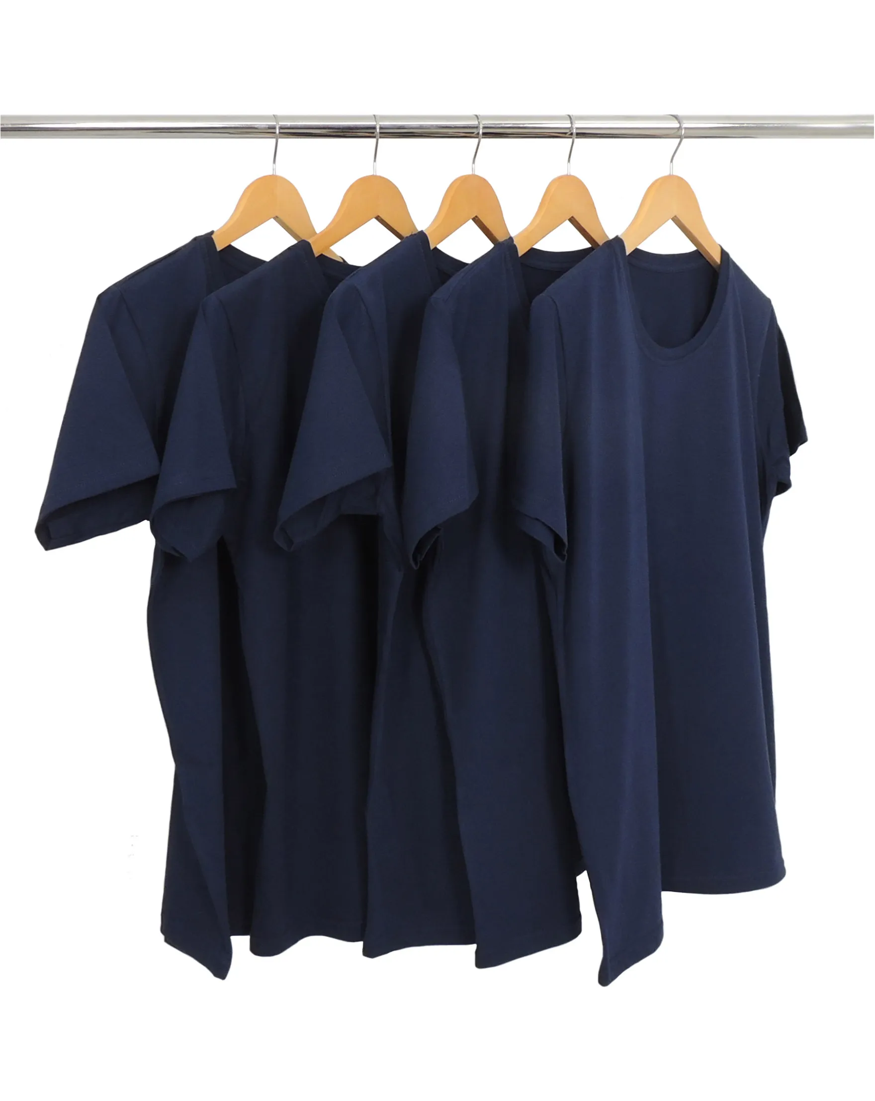 KIT 5 Camisetas de Algodão Premium Azul Marinho