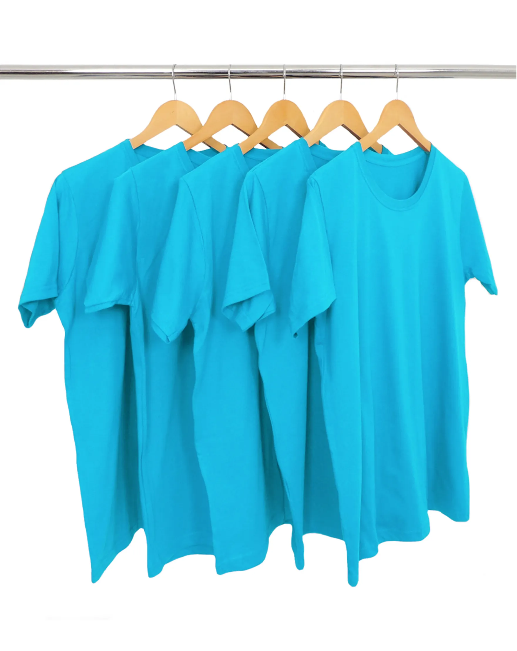 KIT 5 Camisetas de Algodão Premium Turquesa