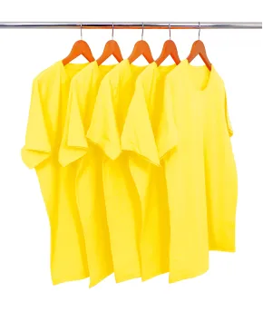 KIT 5 Camisetas de Algodão Premium Amarelo Canário