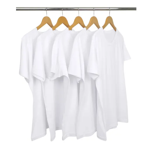 KIT 5 Camisetas de Algodão Premium Brancas