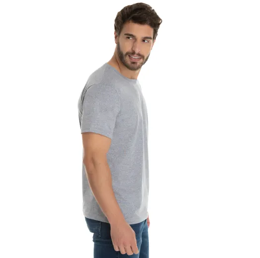 KIT 5 Camisetas de Algodão Premium Cinza Mescla