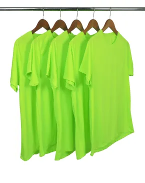 KIT 5 Camiseta Dry Fit Verde Fluorescente Proteção UV 30+