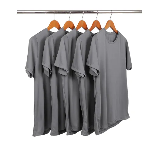 KIT 5 Camisetas Dry Fit Cinza Chumbo Proteção UV 30+