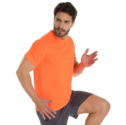 Camiseta Dry Fit Laranja Fluorescente Proteção UV 30+