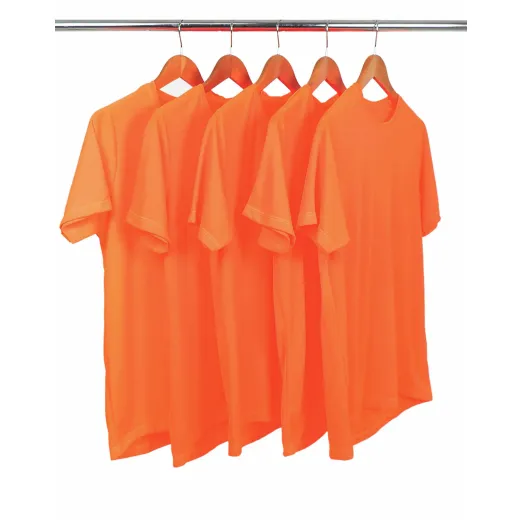 KIT 5 Camisetas Dry Fit Laranja Fluorescente Proteção UV 30+