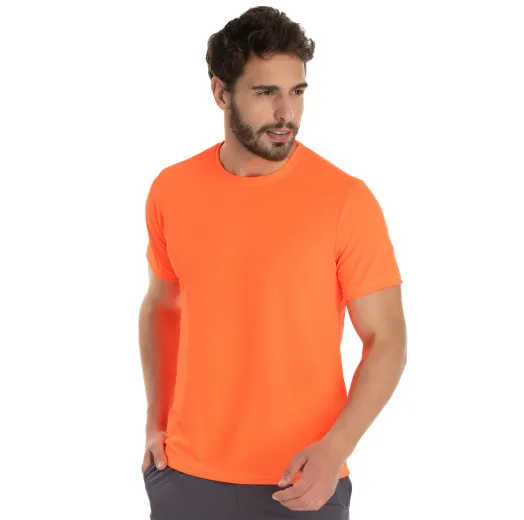 Camiseta Dry Fit Laranja Fluorescente Proteção UV 30+