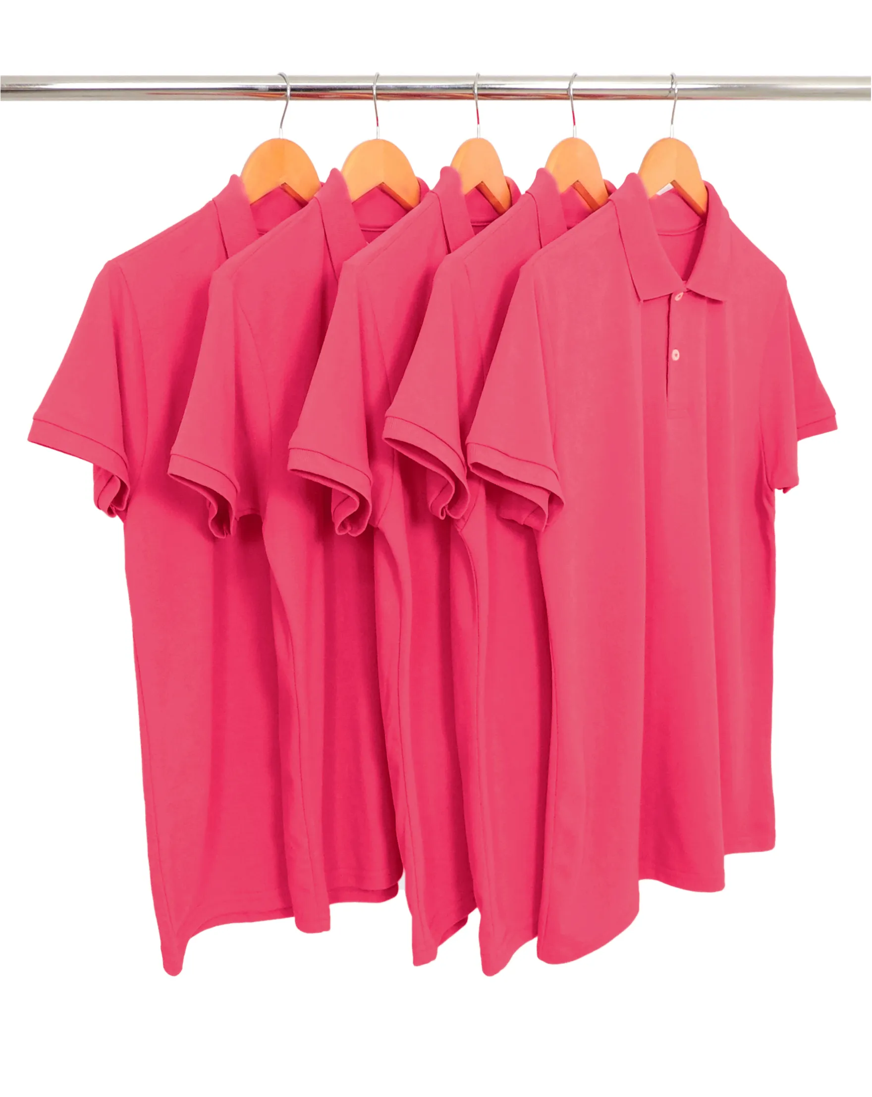 KIT 5 Camisas Polo Piquet Masculina Rosa Pink