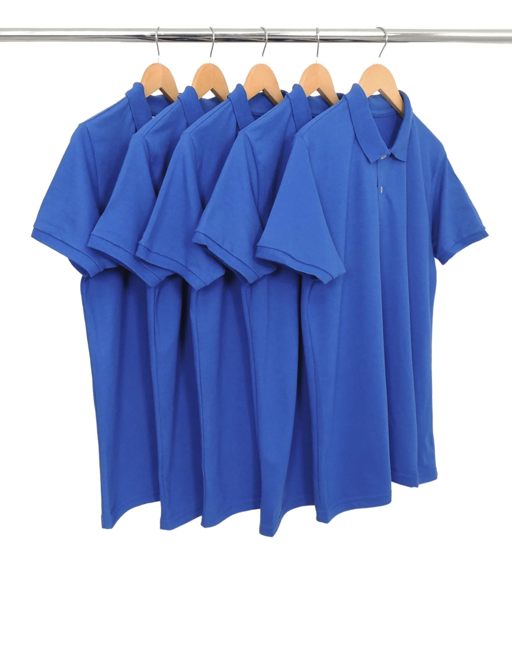 KIT 5 Camisas Polo Piquet Masculina Azul Royal