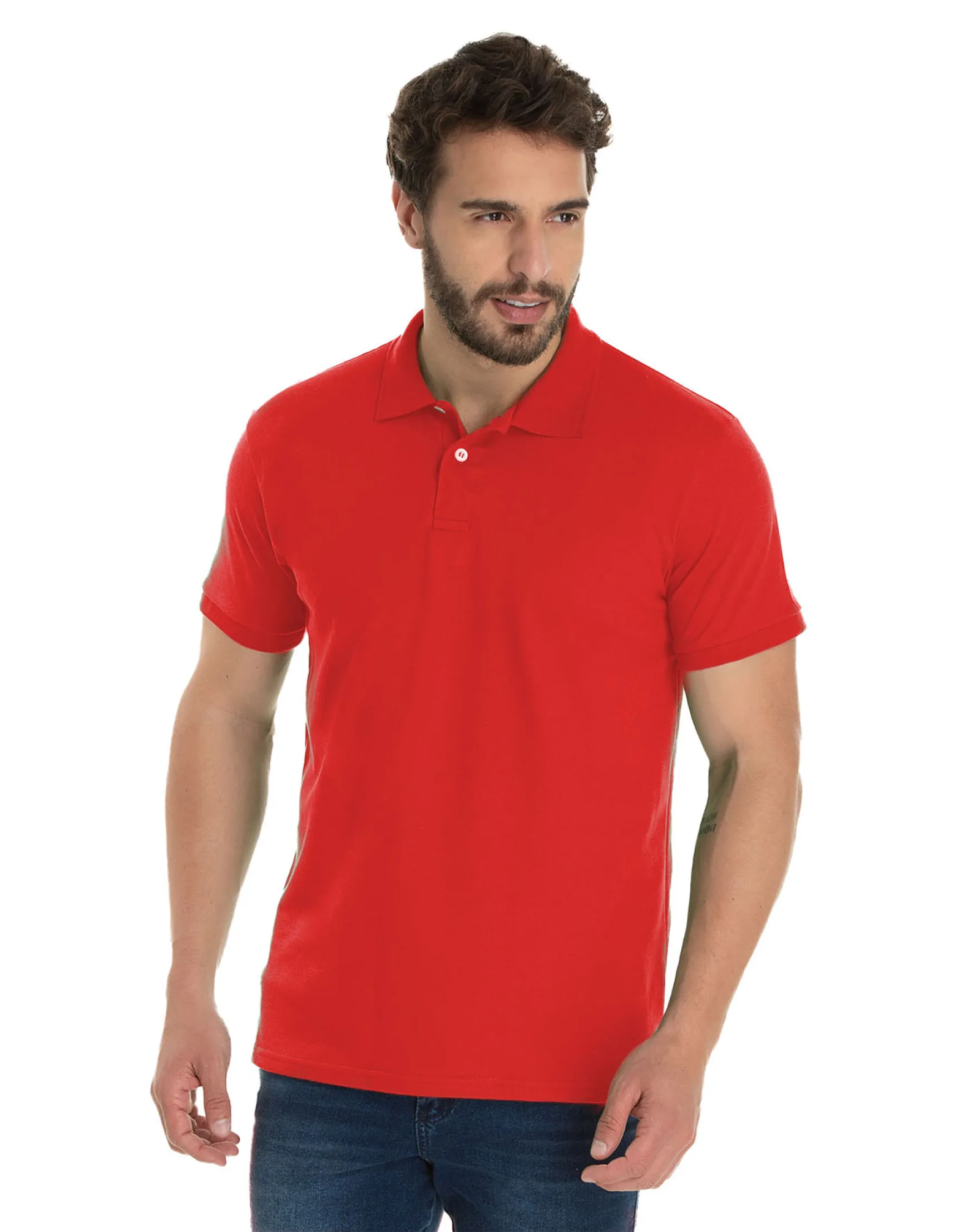 KIT 5 Camisas Polo Piquet Masculina Vermelha