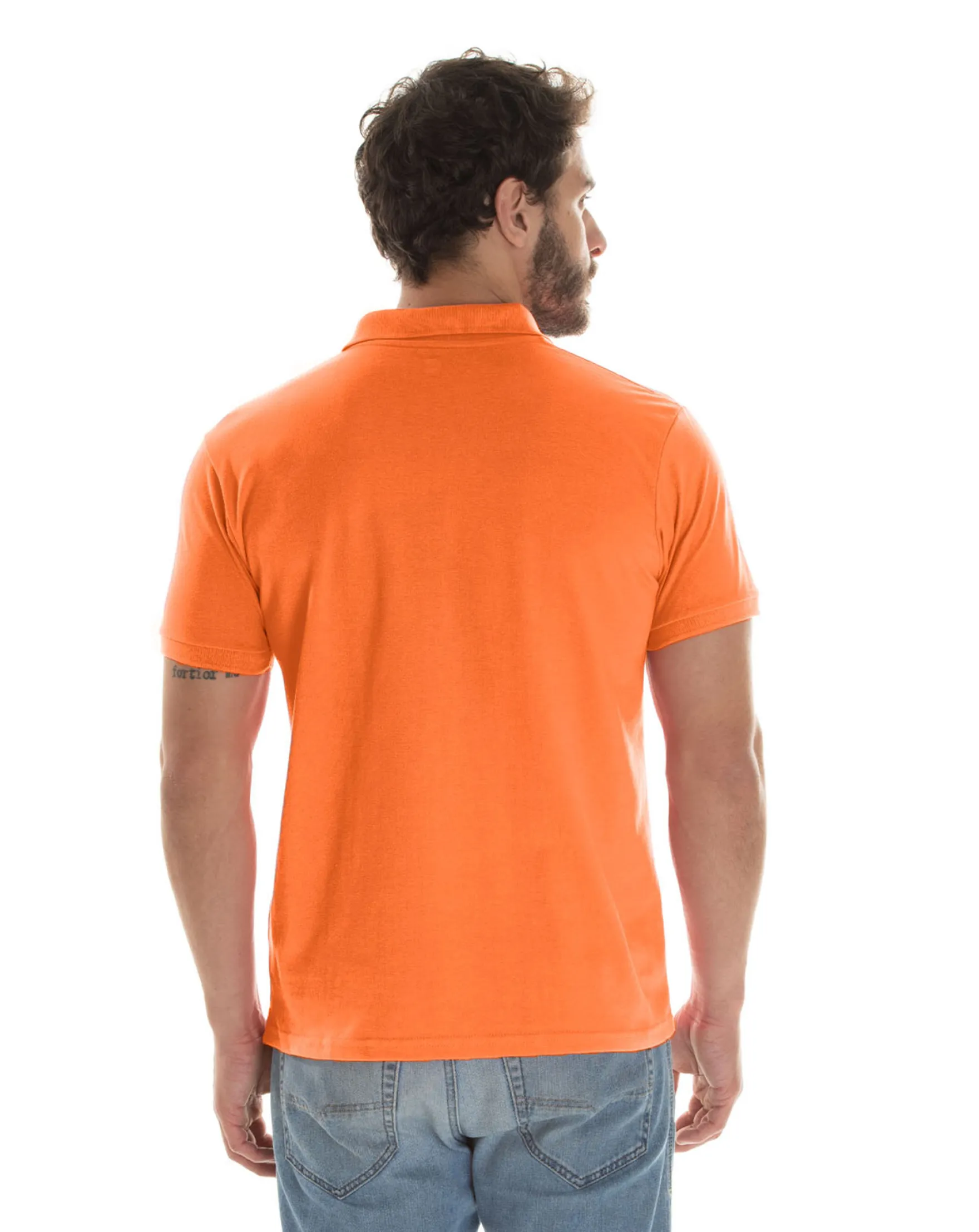 Camisa Polo Piquet Masculina Laranja