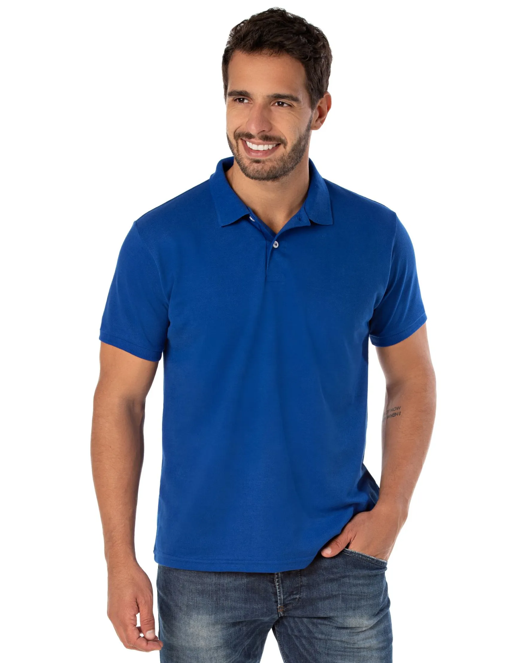 KIT 5 Camisas Polo Piquet Masculina Azul Royal