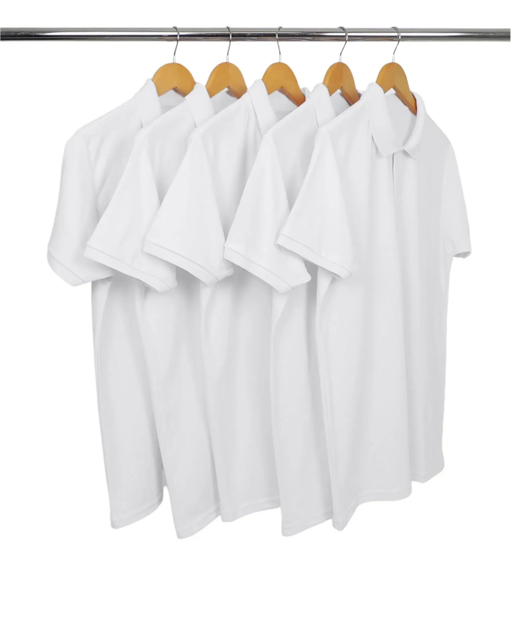 KIT 5 Camisas Polo Piquet Masculina Branca
