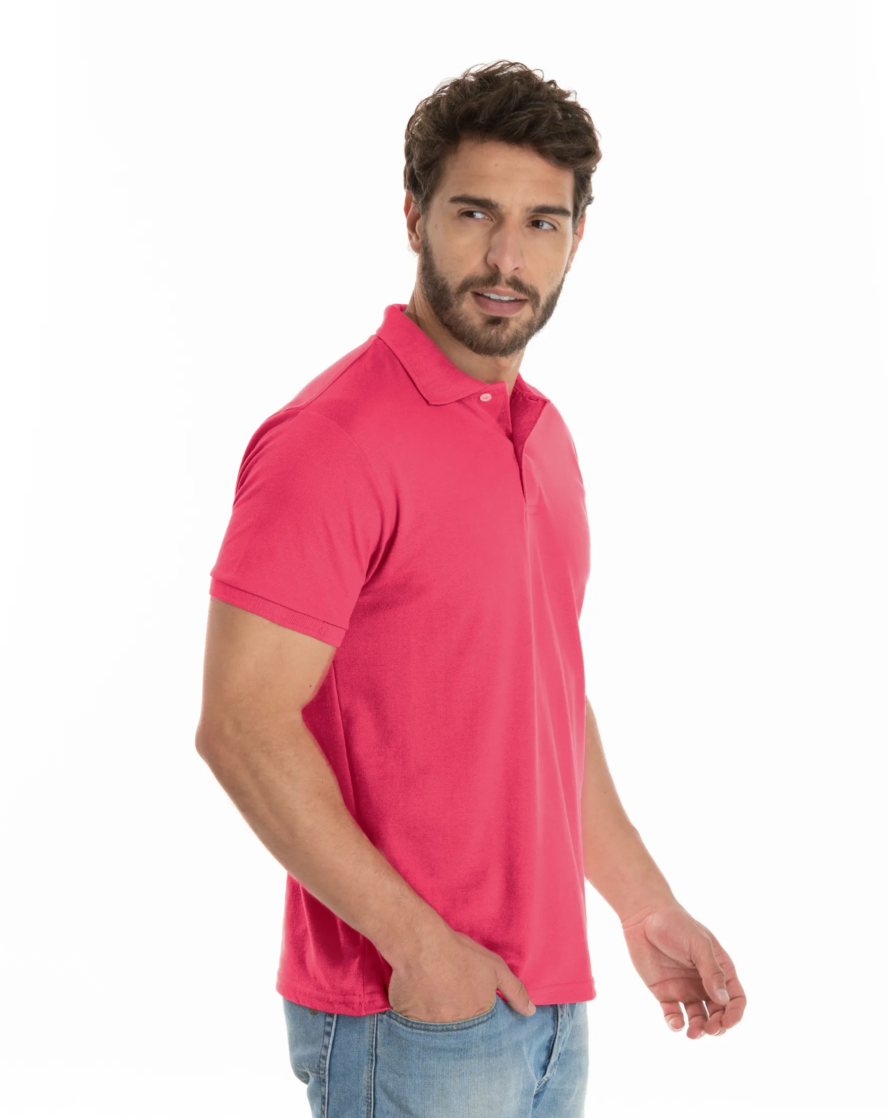 Camisa Polo Piquet Masculina Rosa Pink