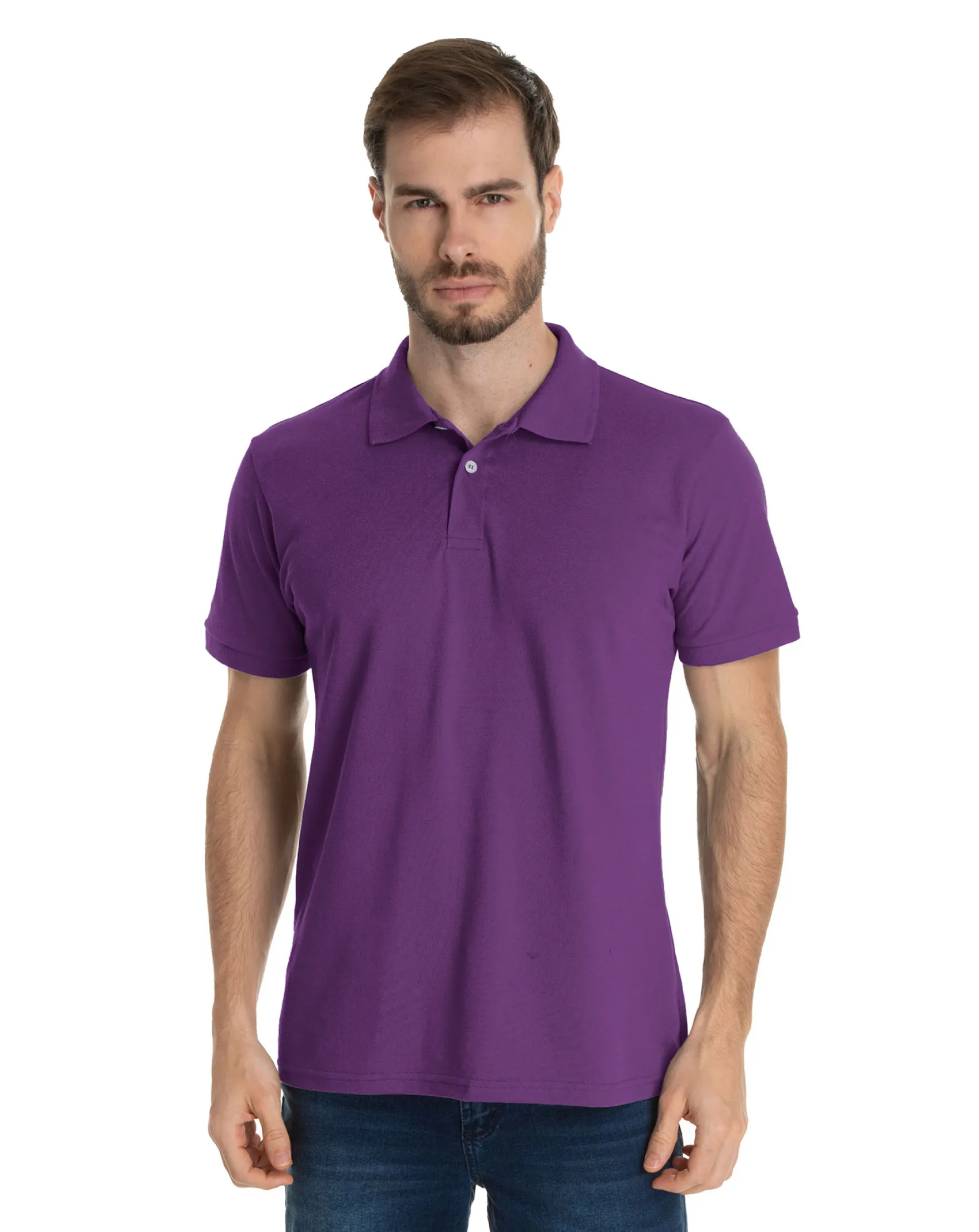 Camisa Polo Piquet Masculina Roxa