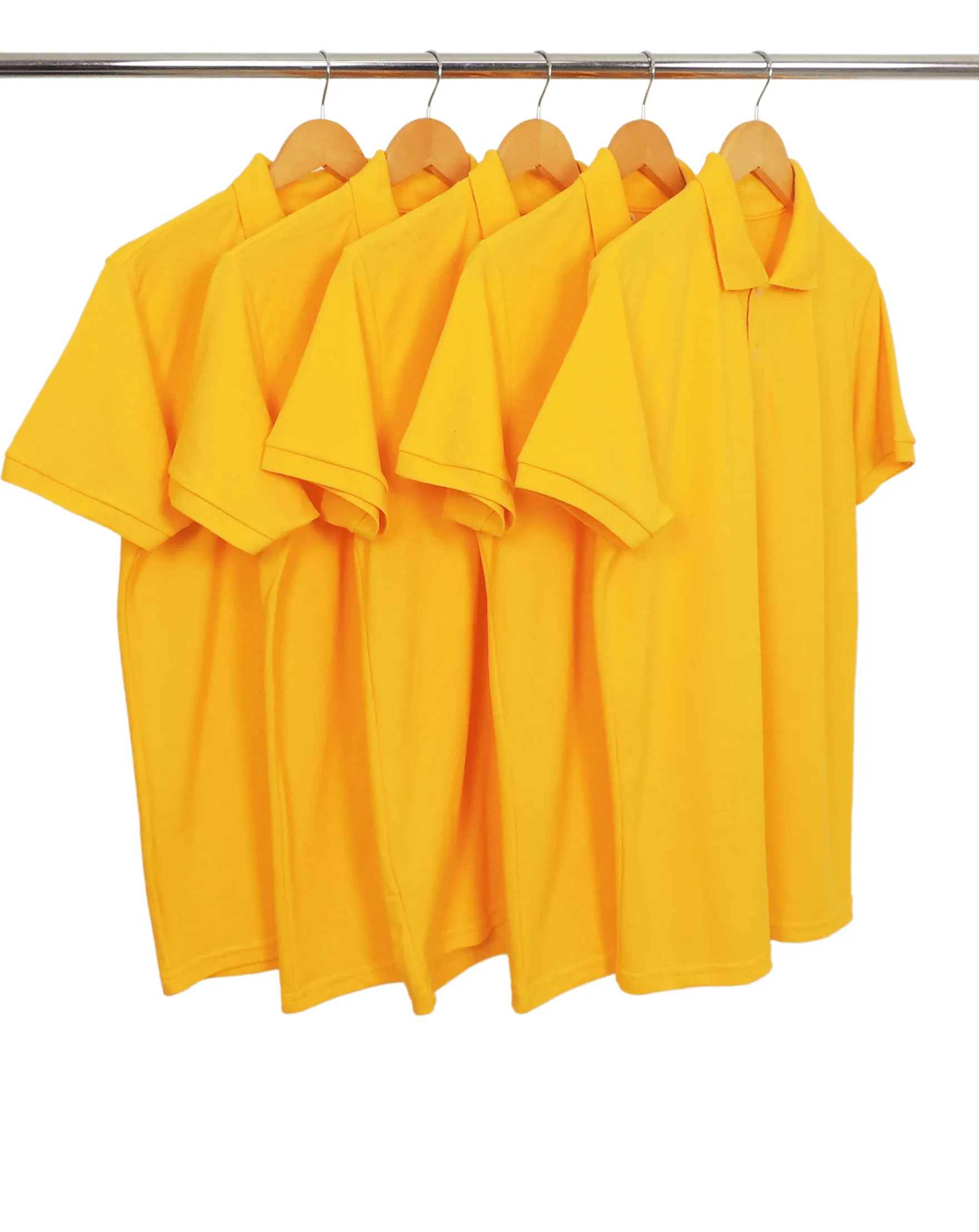 KIT 5 Camisas Polo Piquet Masculina Amarelo Ouro