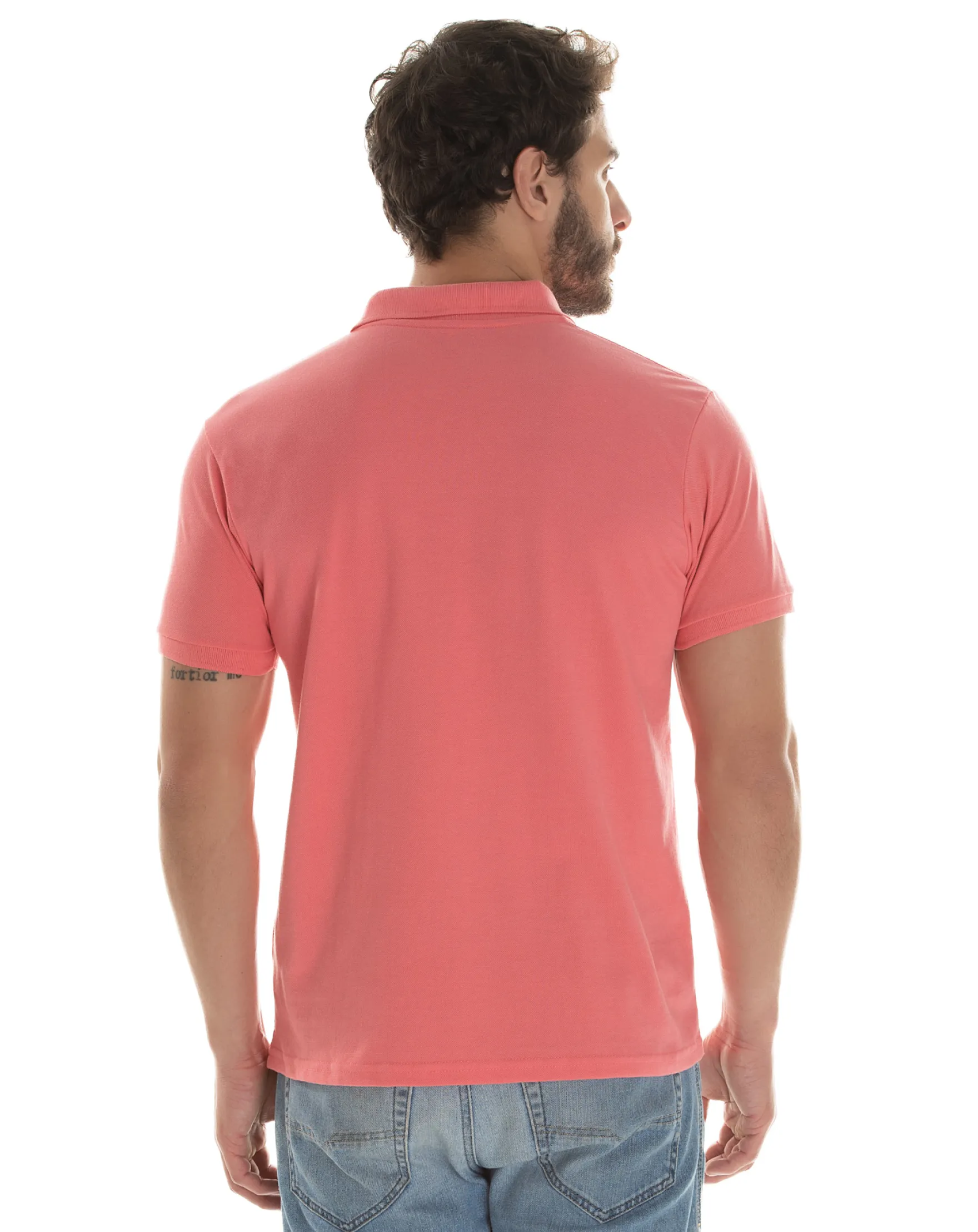Camisa Polo Piquet Masculina Salmão