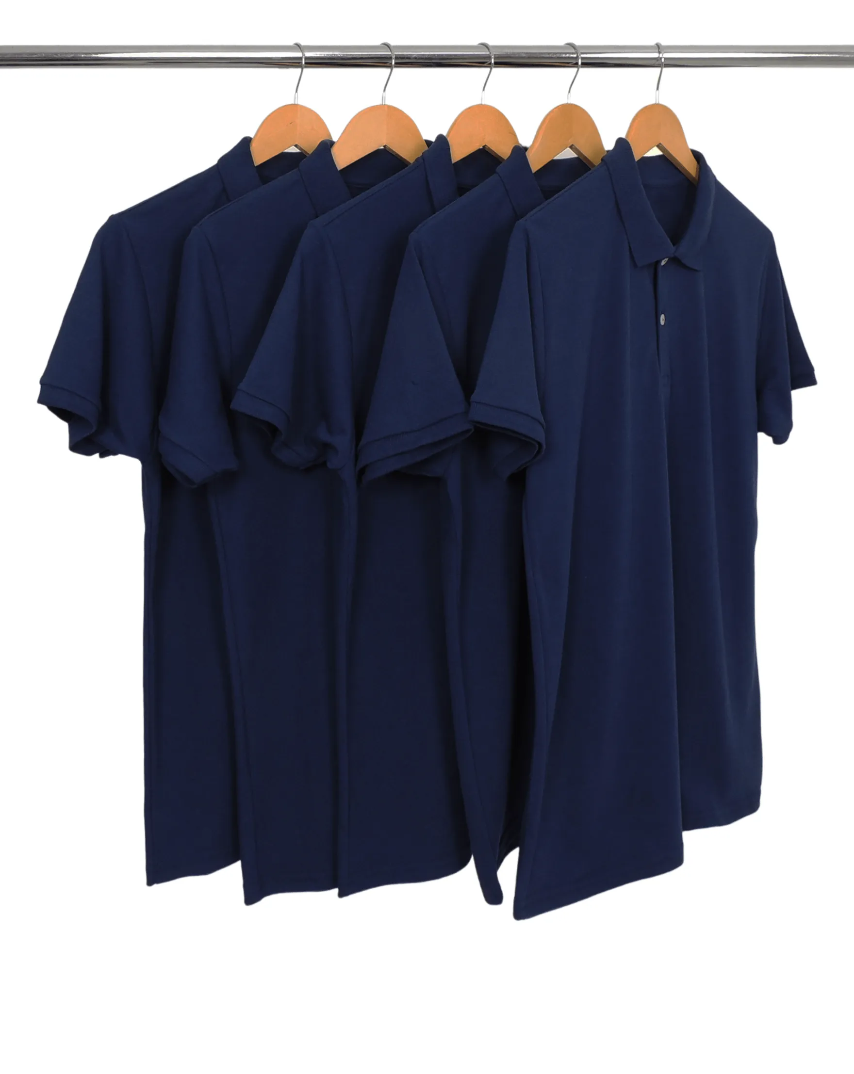KIT 5 Camisas Polo Piquet Masculina Azul Marinho