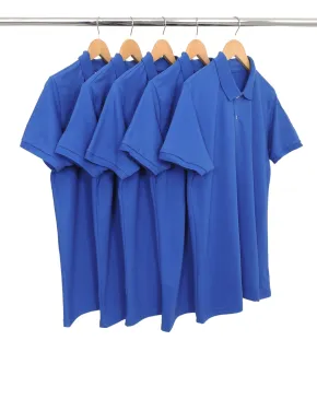KIT 5 Camisas Polo Piquet Masculina Azul Royal