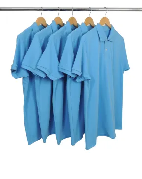 KIT 5 Camisas Polo Piquet Masculina Azul Clara