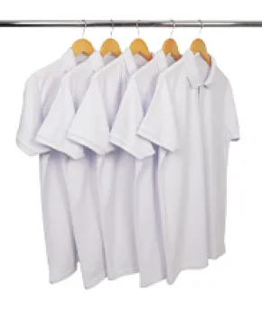 KIT 5 Camisas Polo Piquet de Poliéster/Sublimática Branca