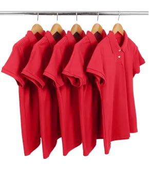 KIT 5 Camisas Polo Piquet Masculina Vermelha