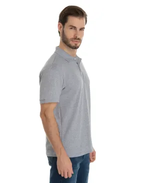 KIT 5 Camisas Polo Piquet Masculina Cinza Mescla