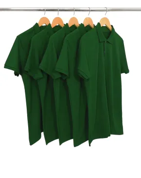 KIT 5 Camisas Polo Piquet Masculina Verde Musgo