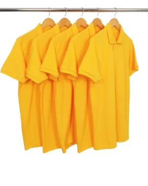 KIT 5 Camisas Polo Piquet Masculina Amarelo Ouro