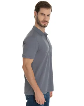 Camisa Polo Piquet Masculina Cinza Chumbo