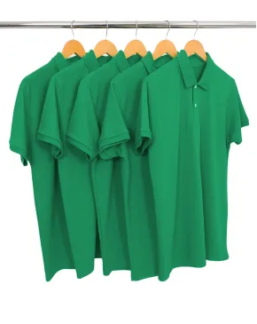 KIT 5 Camisas Polo Piquet Masculina Verde Bandeira