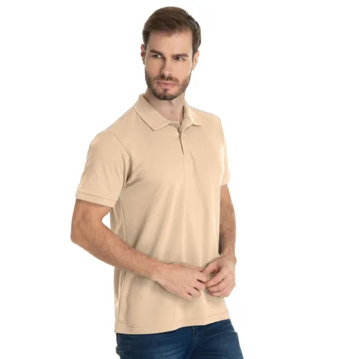 Camisa Polo Piquet Masculina Areia