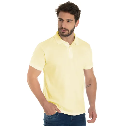 KIT 5 Camisas Polo Piquet Masculina Amarelo Claro