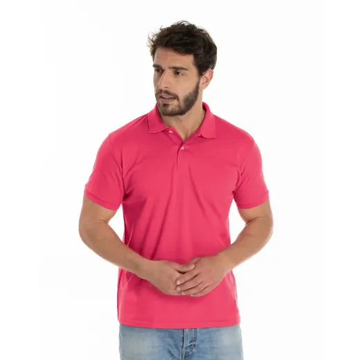 KIT 5 Camisas Polo Piquet Masculina Rosa Pink 