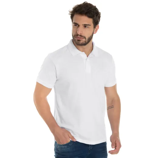 Camisa Polo Piquet Masculina Branca