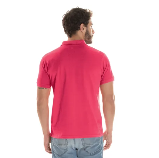 KIT 5 Camisas Polo Piquet Masculina Rosa Pink 