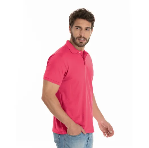 KIT 5 Camisas Polo Piquet Masculina Rosa Pink 