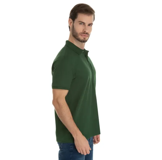 KIT 5 Camisas Polo Piquet Masculina Verde Musgo