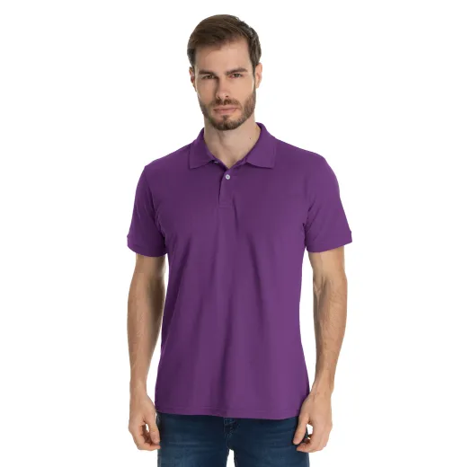 Camisa Polo Piquet Masculina Roxa 