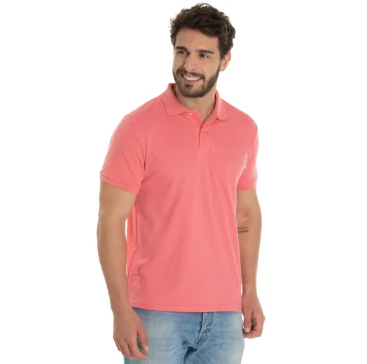 Camisa Polo Piquet Masculina Salmão