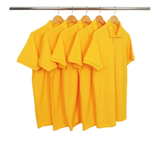 KIT 5 Camisas Polo Piquet Masculina Amarelo Ouro