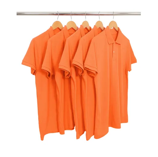 KIT 5 Camisas Polo Piquet Masculina Laranja