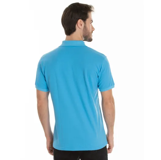 Camisa Polo Piquet Masculina Azul Clara