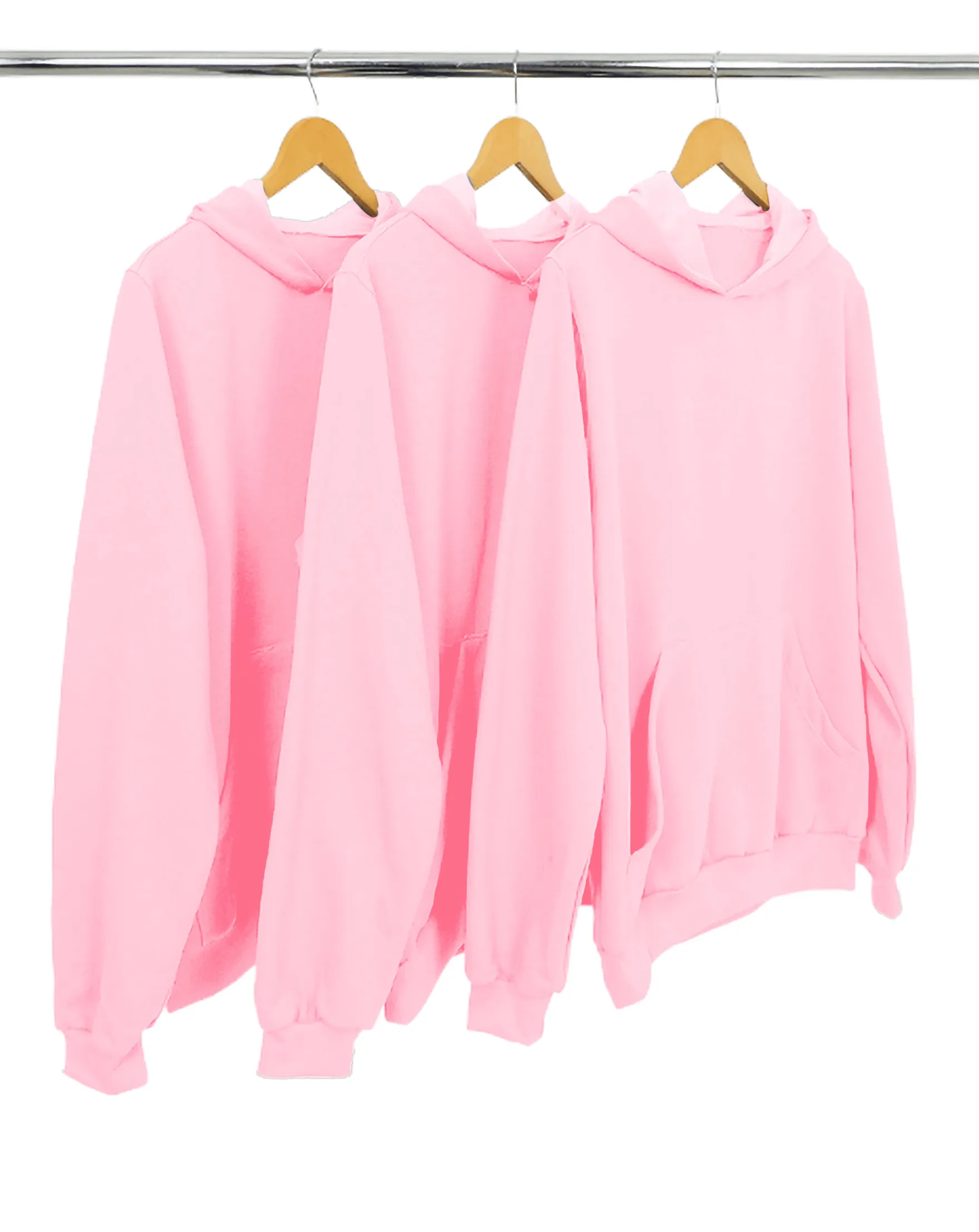Kit 3 Moletons Canguru com Capuz Rosa Claro