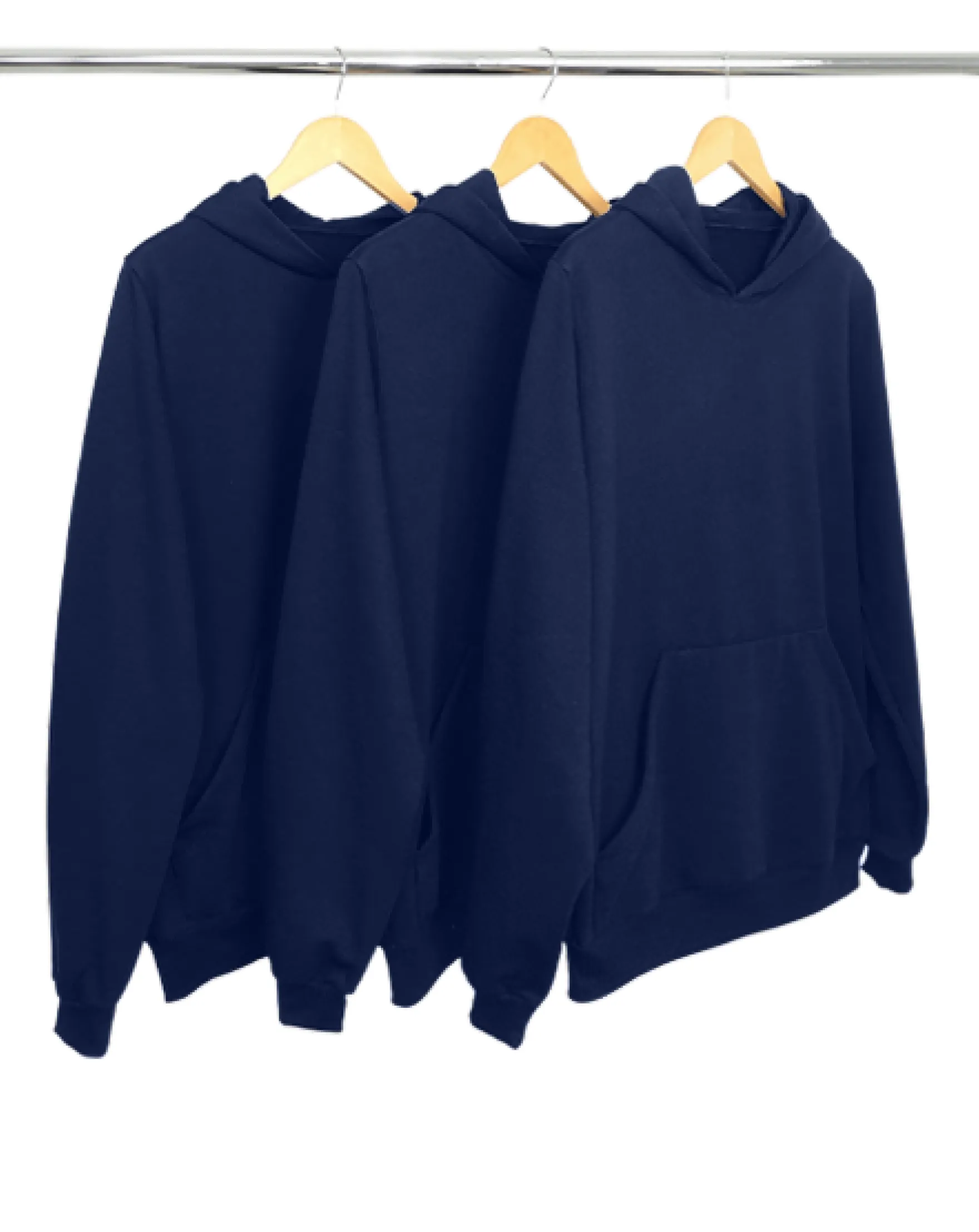 Kit 3 Moletons Canguru com Capuz Azul Marinho