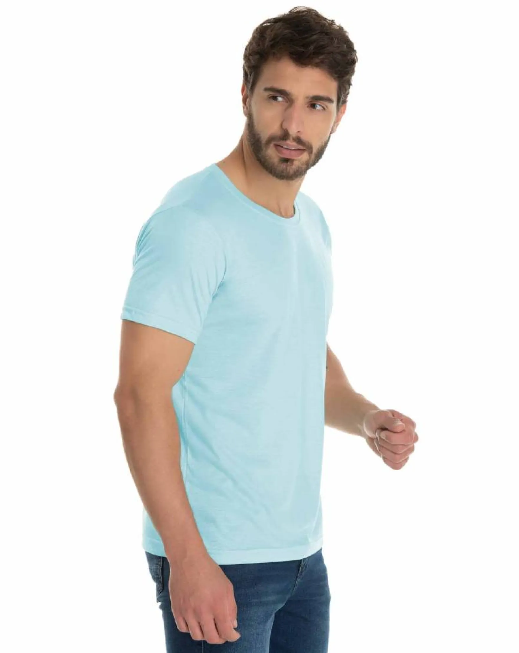 Camiseta de Poliéster/Sublimática Azul Bebê