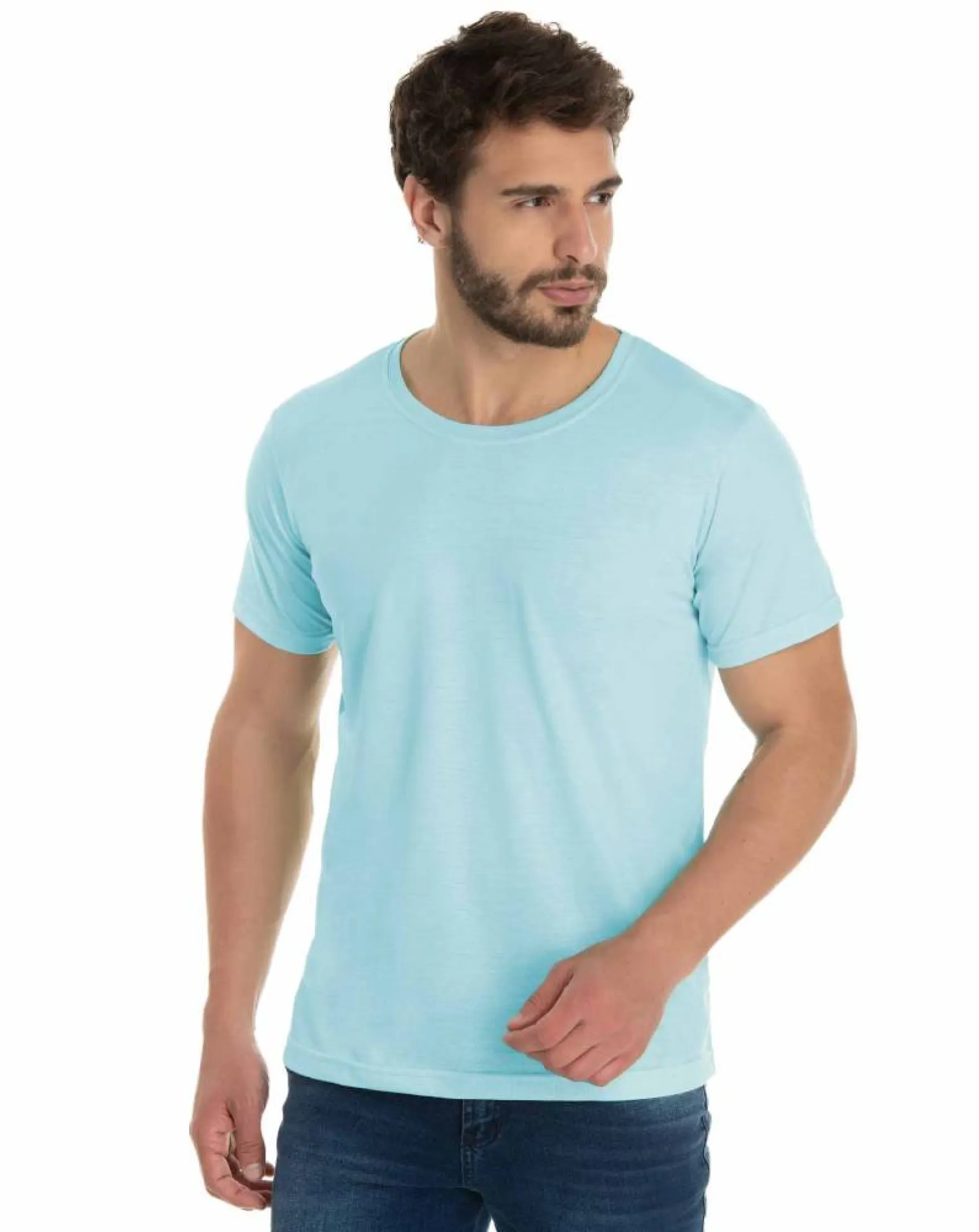 Camiseta de Poliéster/Sublimática Azul Bebê